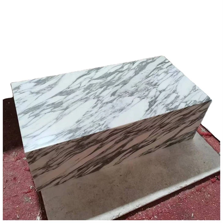 Arabescato Marble Rectangle Plinth Tables
