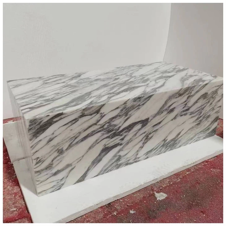 Arabescato White Marble Low Plinth Tables